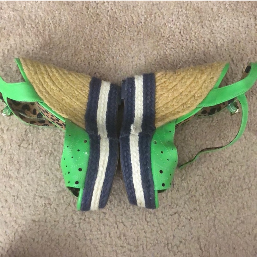 Jessica Simpson green & navy espadrille wedge-8.5